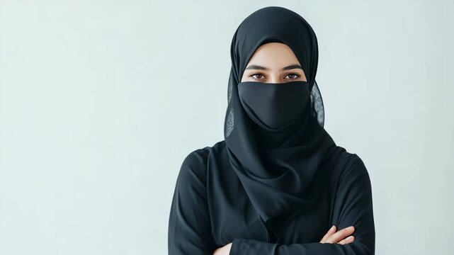 Muslim woman wearing burka portrait