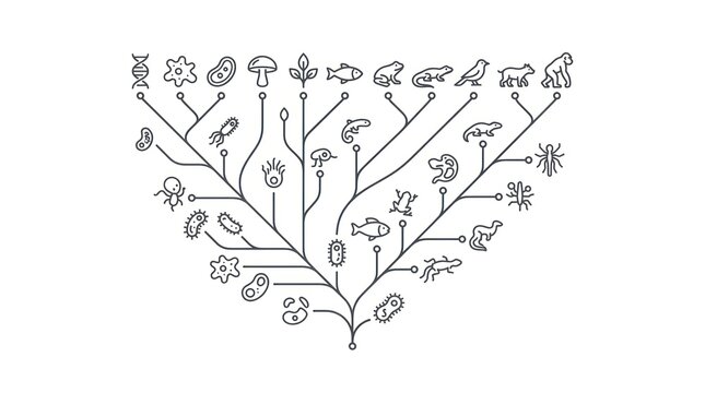 Phylogenetic Tree of Life Illustrating Biological Evolution and Diverse Organisms