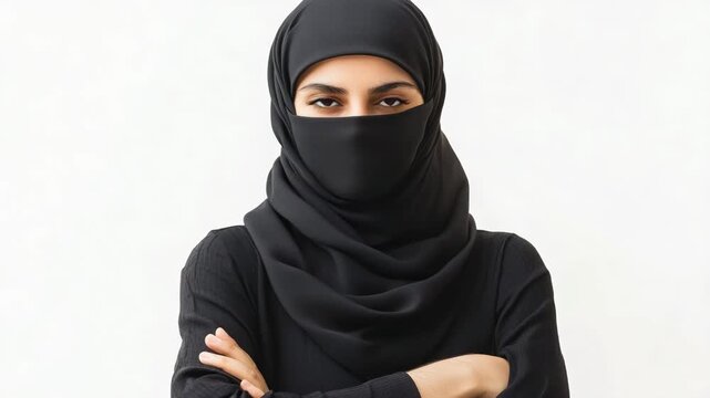Muslim woman wearing burka portrait