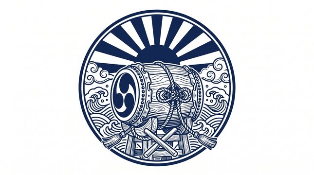 Traditional japanese taiko drum musical instrument circular graphic art