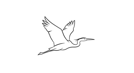 Obraz premium Simple black and white line of a bird in flight wings beak tail