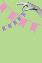 Fototapeta premium Happy birthday celebration with colorful flags and decorations at a festive party