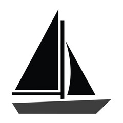Sailboat silhouette on calm waters, minimalist design symbol © LineformStudio