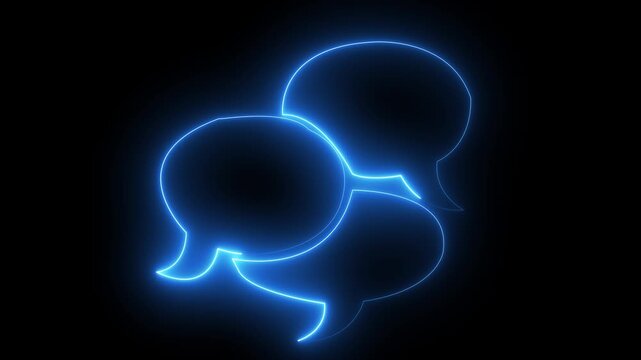 neon Messenger line icon. Speech bubble animation sign. Chat message.Chat message elements of web in neon style icons.4k, video, black, background.