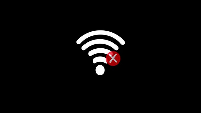 no internet connection icon animation, No wifi animation. lost connection sign. on a sleek black background