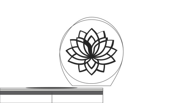 Lotus flower vector icon illustration with clean minimalist line petals inside a circle, serene botanical emblem for yoga studios, spa branding, meditation apps, wellness packaging, and zen decor
