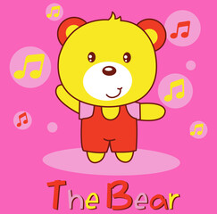 Sweet cartoon bear cub waving hand with a big happy smile, lovely woodland animal vector for children fashion © Newhappy