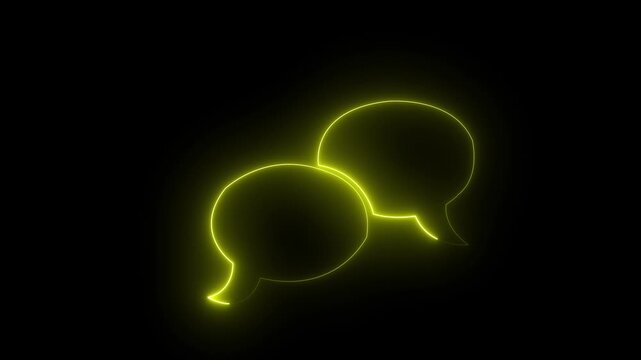 Glowing neon light Message icon , Neon light modern frame speech bubble animation motion graphics on black background. 4k video...