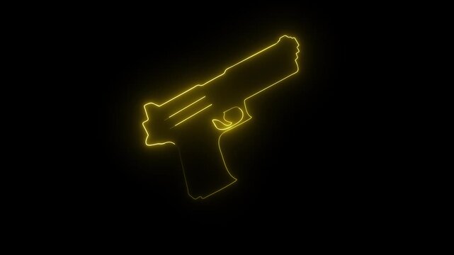 neon Handloading line animation. Animated gun reload icon. Changing firearm magazine. Shooting discipline. a sleek black background