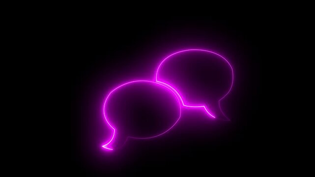 Glowing neon light Message icon , Neon light modern frame speech bubble animation motion graphics on black background. 4k video...