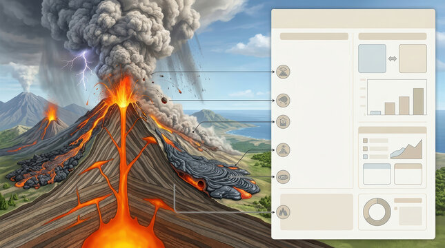 Volcanic Eruption Geology Education Concept for Learning and Training