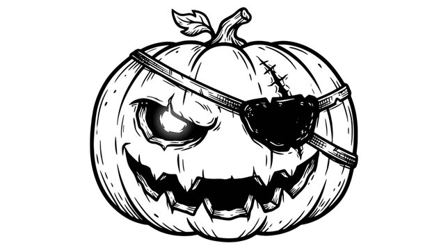 Halloween pirate pumpkin patch illustration for spooky decorations and party supplies