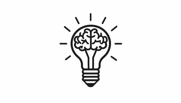 Brain Inside Light Bulb Icon Symbol.