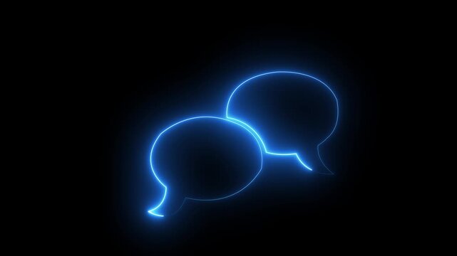 Glowing neon light Message icon , Neon light modern frame speech bubble animation motion graphics on black background. 4k video...