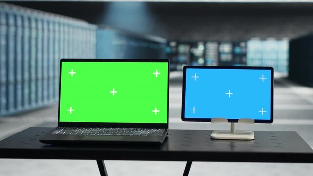 Technician integrates new technologies in a high-tech data center, supporting compliance standards, network monitoring, infrastructure upgrades and reliable server infrastructure management.