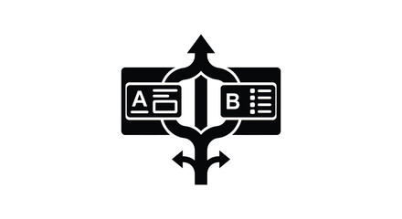 Fork in the road with options a and b black silhouette © Sogir