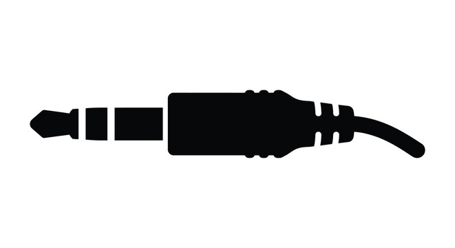 Audio Jack Connector Silhouette Against A White Background
