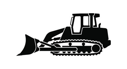 Bulldozer Machinery Silhouette Against A White Background © Sogir