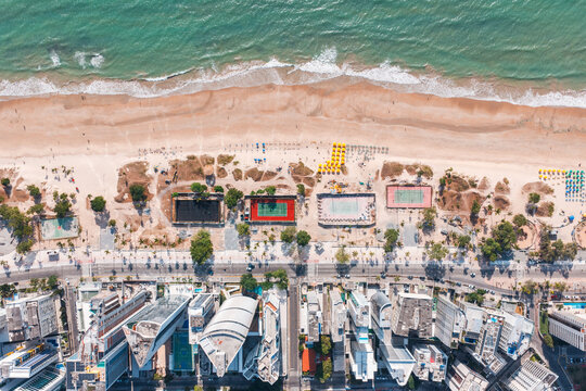 Aerial view of Boa Viagem beach and the seafront promenade, Recife, Pernambuco, Brazil