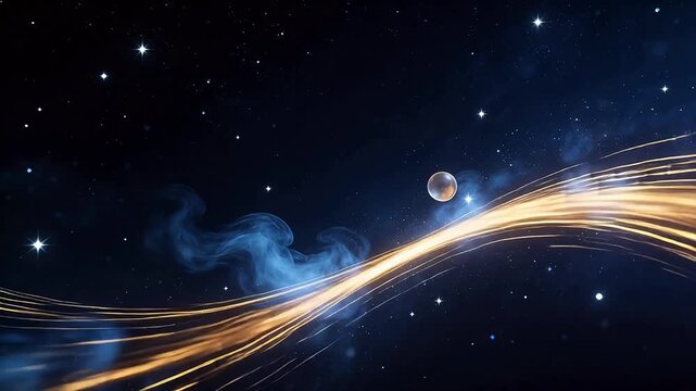 Cosmic scene with stars and glowing orbs