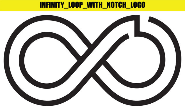 Infinity loop symbol with open notch line art isolated on transparent background vector.
