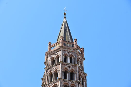 Bell tower of the Basilica of Saint-Sernin in the French city of Toulouse