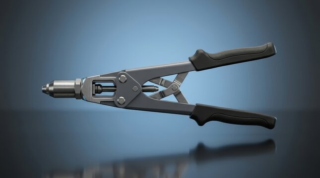 Blind rivet tool 3D render fastening instrument engineered for inaccessible joint assembly and manufacturing efficiency