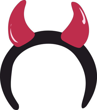 Cute red devil horn headband in flat cartoon vector style isolated on a white background