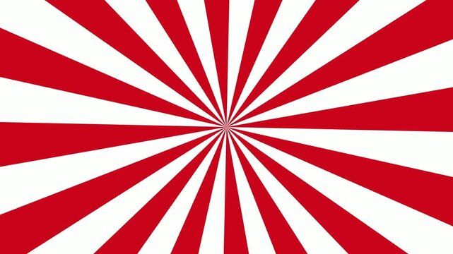 Red and white sunburst radial background, animation, dynamic retro, comic style, pattern for motion, and broadcast transitions