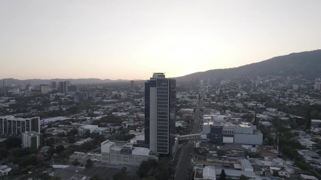 Aerial Drone View of Monumento al Divino Salvador del Mundo in San Salvador, El Salvador