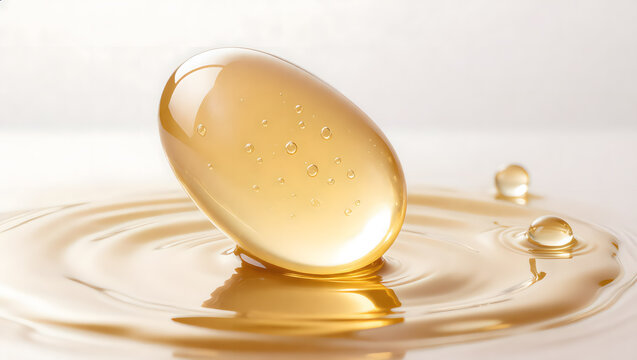 Luxury golden skincare capsule with ceramide and coenzyme Q10 serum technology
