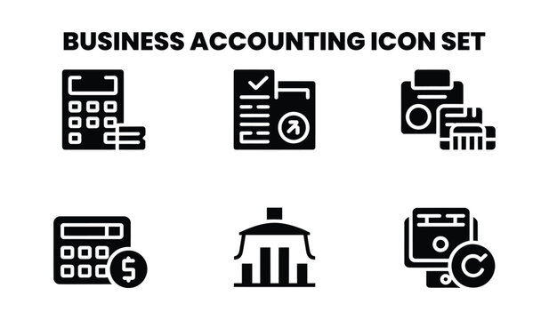 Business accounting set with calculator and money