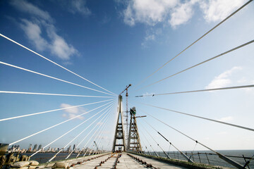 Fototapeta premium sealink bridge under construction in mumbai