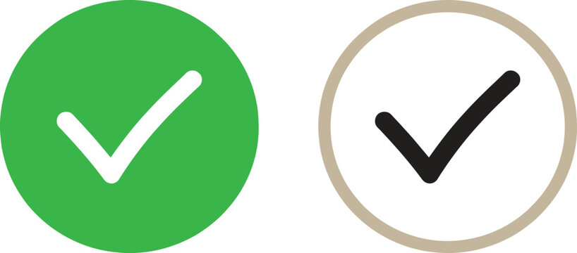 Check mark symbols in round frames vector illustration set isolated on transparent background design.