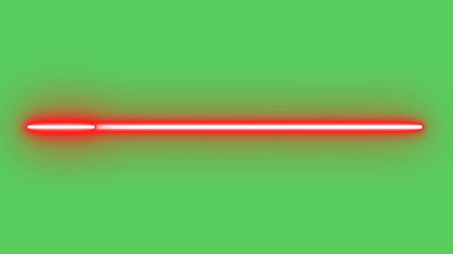  Realistic red laser light beam on green screen.