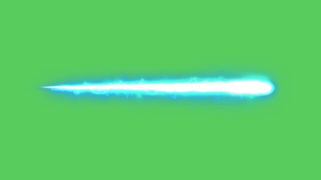  Realistic blue laser light beam on green screen.