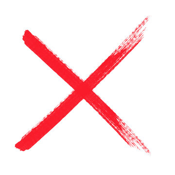 Red cross rejecting symbol on transparent background