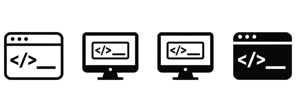 Computer Terminal and Coding Window Icon Vector for Command Line Interface Software Development and Programming Design