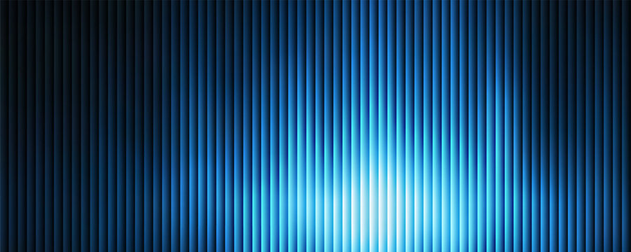 Abstract blue glowing equalizer wave background with vertical lines and central neon light pulse. Vector illustration