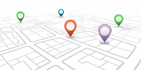 Fototapeta premium Street Map With Location Markers 3d Rendering