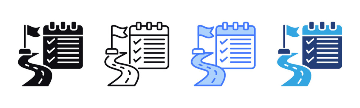 Learning Roadmap icon sheet multiple style collection