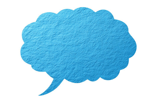 Light blue textured paper thought bubble with dark drop shadow cutout isolated on transparent background, Clipart png