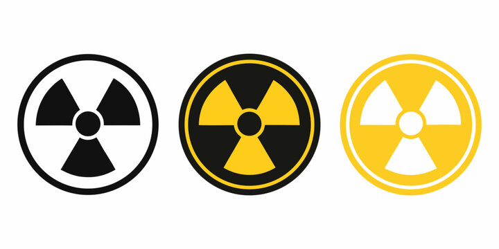 Radioactive symbol variations flat vector icons on white background