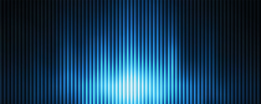 Abstract blue glowing equalizer wave background with vertical lines and central neon light pulse. Vector illustration