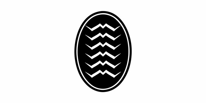 Black surfboard silhouette with chevron pattern on white background