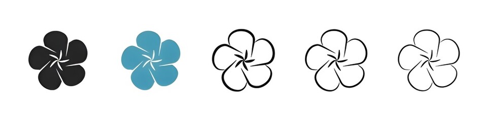 Plumeria Bloom Vector Icon Set. Exotic Frangipani Vector Symbol for UI Design. Thin line customizable illustration. Contour symbol. Vector isolated outline drawing. Editable stroke © Lovely