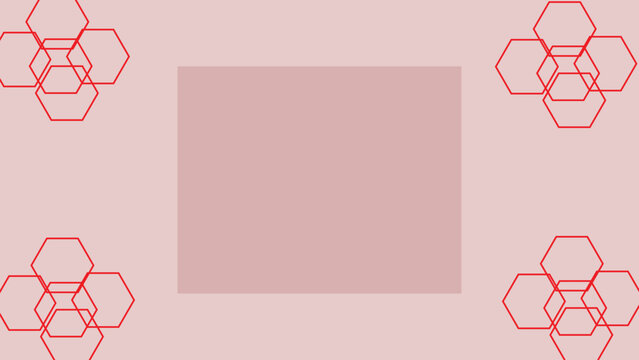 Geometric pink rectangle with red hexagon corner clusters abstract vector background for modern design and creative projects