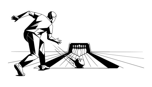 Imagine prompt bowling player throwing ball down the lane toward pins