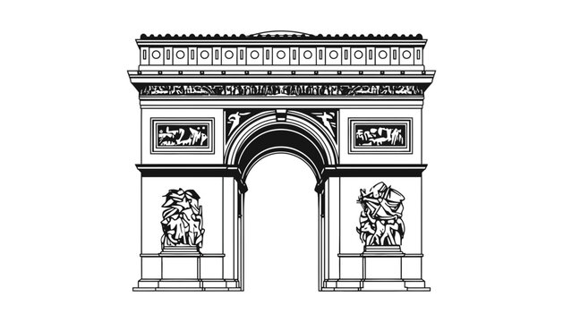 Classic landmark arch of triumph paris architectural sketch