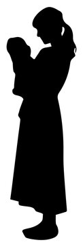 赤ちゃんを抱く女性_横黒